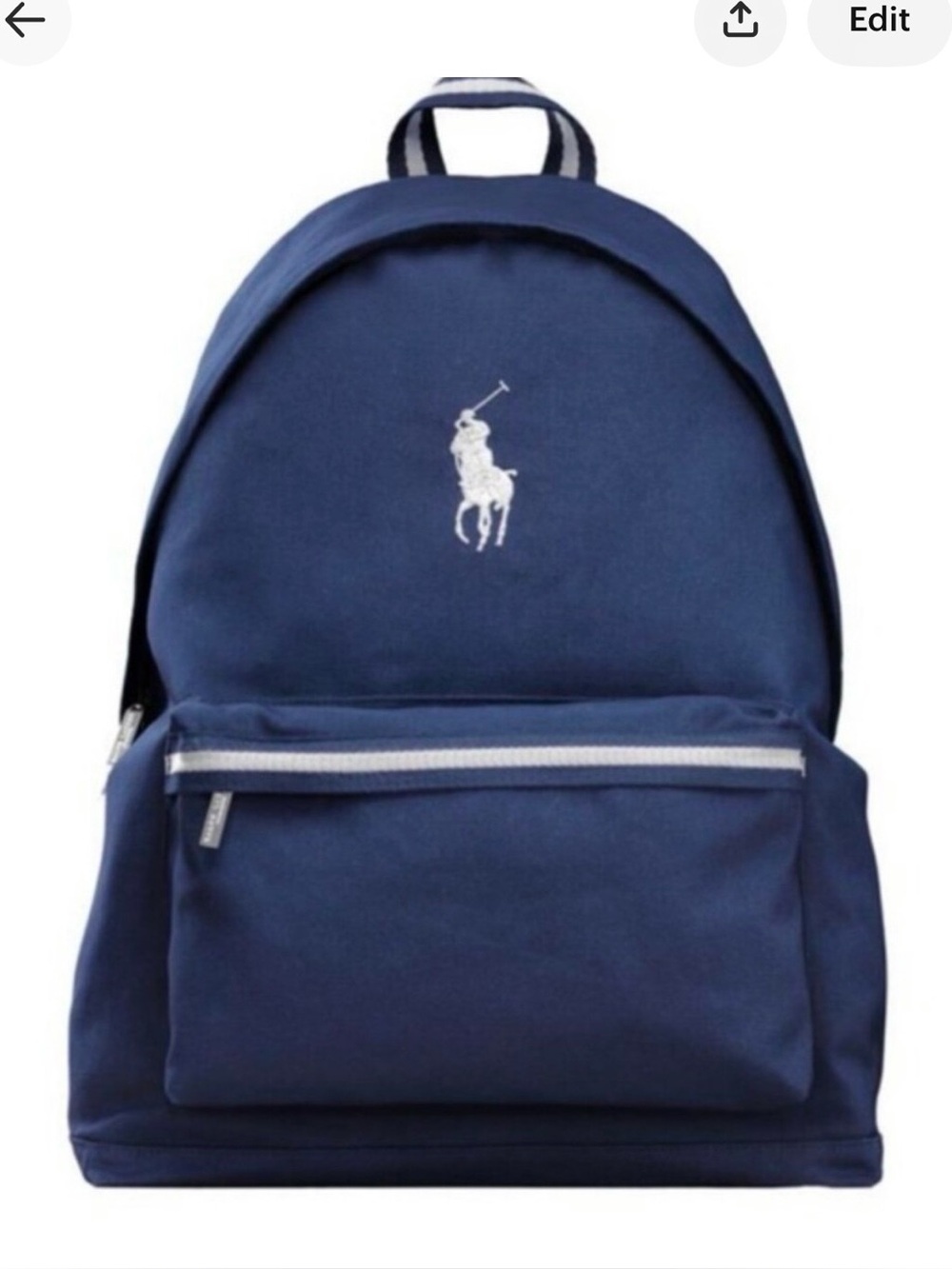 Unisex Polo by Ralph Lauren Navy Blue Backpack with White Logo
